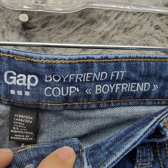 Gap Jeans Womens 14 Blue Boyfriend Fit Medium Wash Denim Stretch Relaxed Casual - Picture 2 of 13